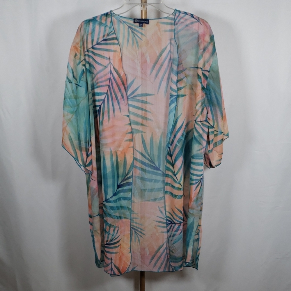 Democracy Colorful Leaf Print Kimono Swim Cover-Up SZ S/M‎